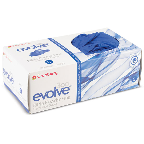 Cranberry CR3306 Evolve 300 Nitrile Exam Gloves Small Cobalt Blue 300/Bx Cranberry CR3306 Evolve 300 Nitrile Exam Gloves Small Cobalt Blue 300/Bx
